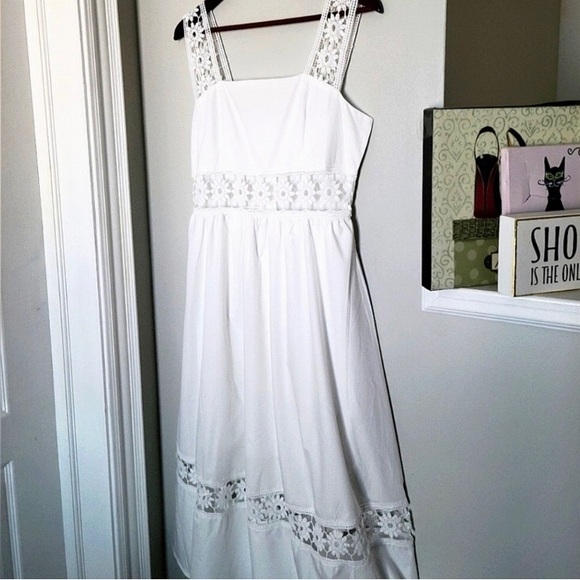 Crochet Daisy Insert Cottagecore Midi Dress - Picture 2 of 9